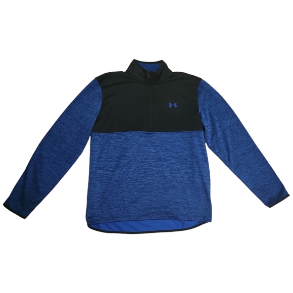 Under Armour Men's Fleece Quarter-Zip Colorblock Sweatshirt in Tech Blue - Picture 3 of 13
